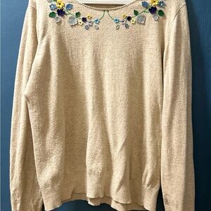 Cath Kidston Cream Sweater with Floral Embroidery